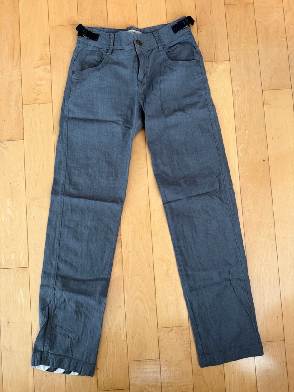 Burberry Boys Straight Leg Pants in Gray with Adjustable Side Tabs